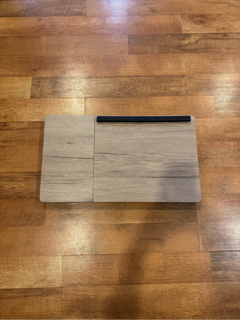 Wood Grain Folding Lap Desk with Black Tablet Strip